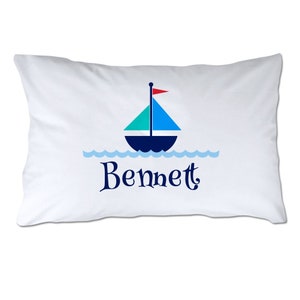 Personalized Toddler Size Sailboat Pillowcase with Pillow Included - Personalized Pillow - Toddler Pillowcase - 14x18&quot; - Travel Pillow