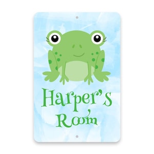 Personalized Frog Metal Room Sign - Blue Metal Room Sign - Welcome sign - Aluminum Sign - Customized sign - Name sign - Personalized gift