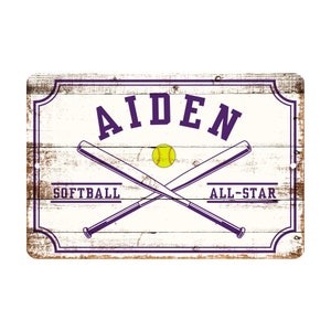 Personalized Softball All Star Metal Wall Decor - Aluminum All Star Softball Sign with Softball - Metal wall art - Custom door signs