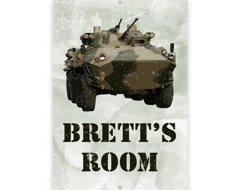 Personalized Camo Army Tank Metal Room Sign - Metal Sign - Aluminum Sign - Customized sign - Name sign - Personalized gift