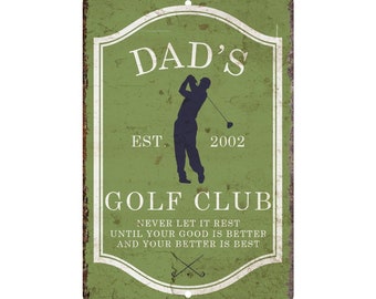 Personalized Vintage Distressed Look Mens Golf Club Metal Room Sign - Rustic sign - Welcome sign - Custom door signs - Metal wall art