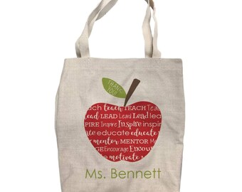 Personalized Teacher Tote Bag - Custom Tote Bag - Tote Bag - Personalized Bag - Canvas Tote Bag - Shopping Bag - 14 x 15 1/4"