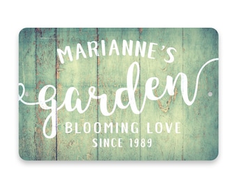 Personalized Mint Rustic Garden Blooming Love Metal Room Sign - Custom sign - Welcome sign - Custom door signs - Metal wall art