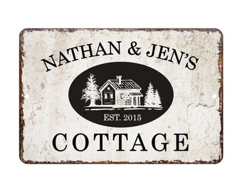 Personalized Vintage Distressed Look Cottage Metal Room Sign - Rustic sign - Welcome sign - Custom door signs - Metal wall art
