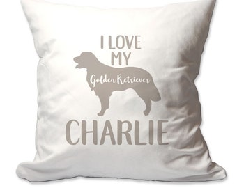 Personalized I Love My Golden Retriever Throw Pillow - 17 x 17 - Cover Only OR Cover with Insert - Decorative throw pillow - Soft polyester