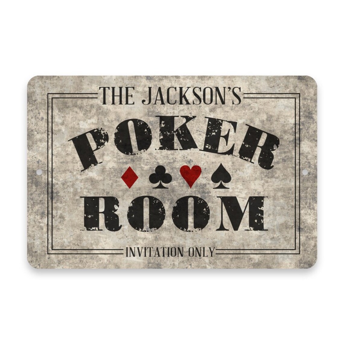 Personalized Concrete Grunge Poker Room Metal Room Sign - Welcome Sign ...