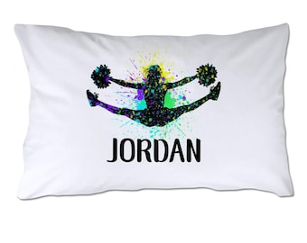 Personalized Splatter Paint Cheer Pillowcase - Personalized Pillowcase - Standard Size Pillowcase - 20x32" - Soft Polyester Pillowcase