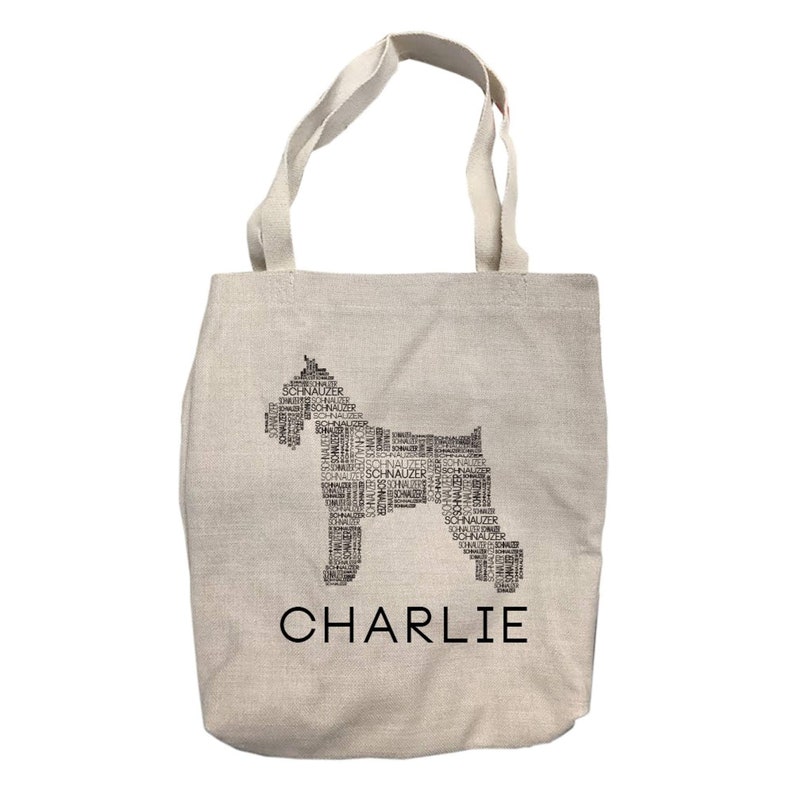 Personalized Schnauzer Dog Breed Tote Bag Canvas Tote Bag Shopping Bag Tote Bag 14 x 15 14 Personalized Bag Custom Tote Bag