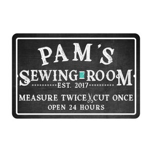 Personalized Sewing Room Chalkboard Look Metal Room Sign - Welcome sign - Aluminum Sign - Custom sign - Metal wall art