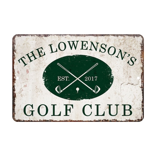 Personalized Vintage Distressed Look Golf Club Metal Room Sign - Rustic sign - Welcome sign - Custom door signs - Metal wall art