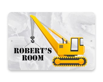 Personalized Construction Crane Metal Room Sign - Metal Sign - Aluminum Sign - Customized sign - Name sign - Personalized gift