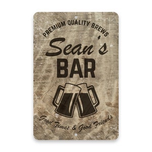 Personalized Subtle Wood Grain Look Bar Metal Room Sign - Welcome sign - Aluminum Sign - Custom sign - Metal wall art