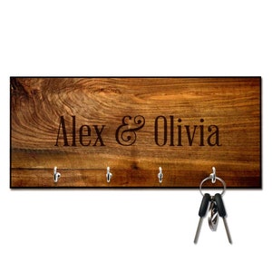 Personalized Rich Wood Look Key Hanger - Wall mount key holder - Personalized Key holder - Key holder wall
