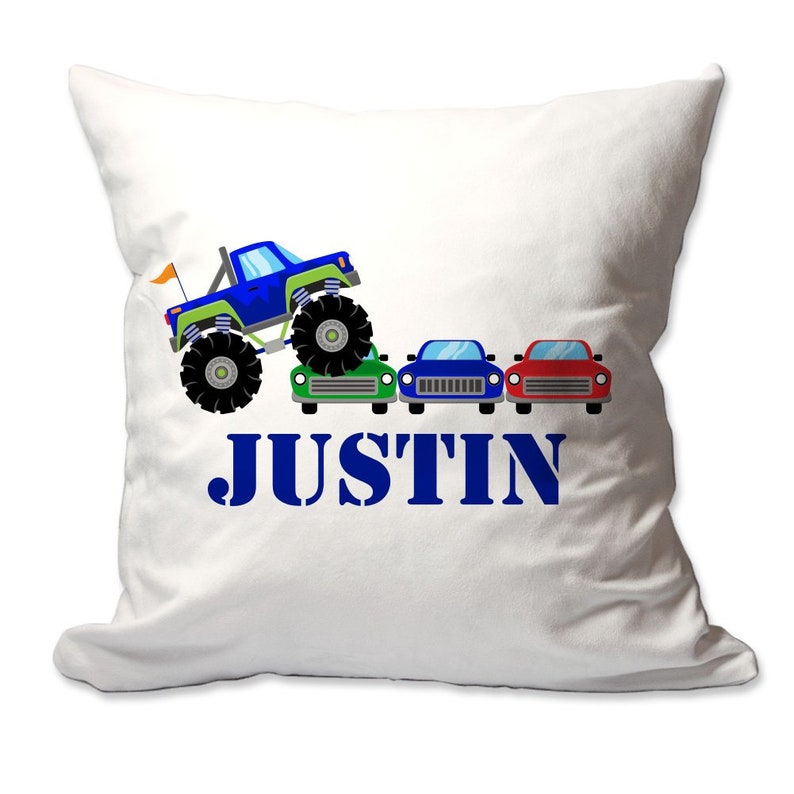 Personalized Blue Monster Truck Rally Throw Pillow 17 X 17 Etsy