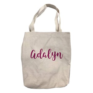 Personalized Tote Bag with Name Script Font - Custom Tote Bag - Tote Bag - Personalized Bag - Canvas Tote Bag - Shopping Bag - 14 x 15 1/4"