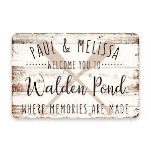 Personalized Welcome to Walden Pond Where Memories are Made Sign - 8 X 12 Metal Sign with Wood Look - Custom Sign