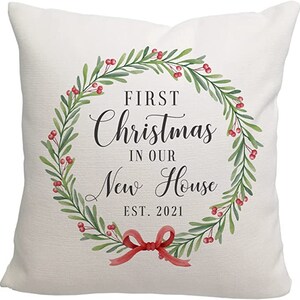 First Christmas in Our New Home Throw Pillow  Cover Only OR Cover with Insert