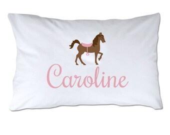 Personalized Toddler Size Horse Pillowcase with Pillow Included - Personalized Pillow - Toddler Pillowcase - 14x18" - Travel Pillow