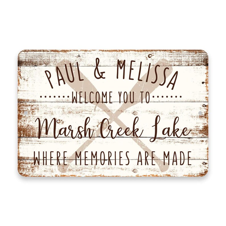 Pattern Pop Personalized Vintage Distressed Look Lake House Metal Room Sign 8x12 Inches Pattern Pop Personalized Vintage Distressed Look Lake House Metal Room Sign 8x12 Inches