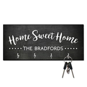 Personalized Chalkboard Look Home Sweet Home Key Hanger - Wall mount key holder - Personalized Key holder - Key holder