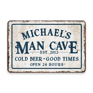 Personalized Vintage Distressed Look Man Cave Cold Beer Good Times Metal Room Sign - Rustic sign - Welcome sign - Custom door signs