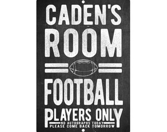 Personalized Football Players Only - No Autographs Metal Room Sign - Aluminum Football Wall Decor - Metal wall art - Custom door signs