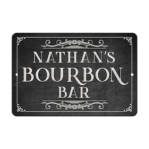 Personalized Chalkboard Look Bourbon Bar Metal Room Sign - Welcome sign - Aluminum Sign - Custom sign - Metal wall art