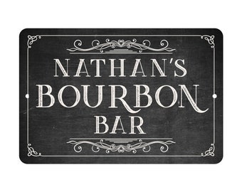 Personalized Chalkboard Look Bourbon Bar Metal Room Sign - Welcome sign - Aluminum Sign - Custom sign - Metal wall art