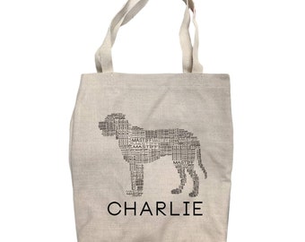 Personalized Mastiff Dog Tote Bag - Custom Tote Bag - Tote Bag - Personalized Bag - Canvas Tote Bag - Shopping Bag - 14 x 15 1/4"