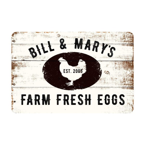 Personalized Farm Fresh Eggs Rustic Barnwood Look Metal Sign - Vintage sign - Rustic sign - Welcome sign - Custom door sign - Metal wall art