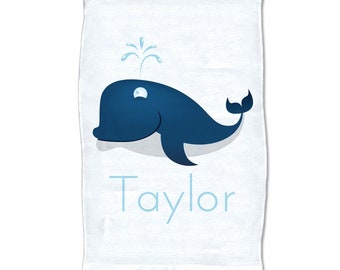 Personalized Whale Hand Towel- Personalized Towel - Hand Towel - Personalized Gift - Monogram Towel - Custom Towel -11" x 18"