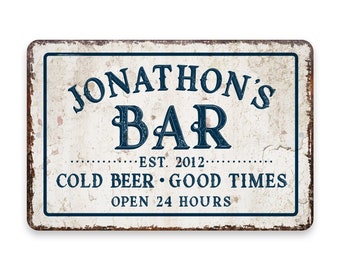 Personalized Vintage Distressed Look Bar Cold Beer Good Times Metal Room Sign - Rustic sign - Welcome sign - Custom door signs