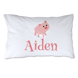 Personalized Toddler Size Pig Pillowcase with Pillow Included - Personalized Pillow - Toddler Pillowcase - 14x18&quot; - Travel Pillow