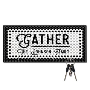 Personallized Black and White Tile Look - Gather - Key Hanger - Wall mount key holder - Personalized Key holder - Key holder