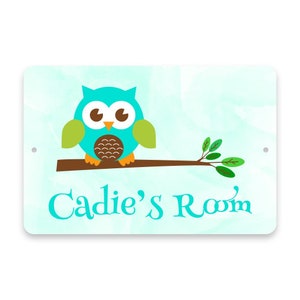 Personalized Owl Metal Room Sign - Blue Metal Room Sign - Welcome sign - Aluminum Sign - Customized sign - Name sign - Personalized gift