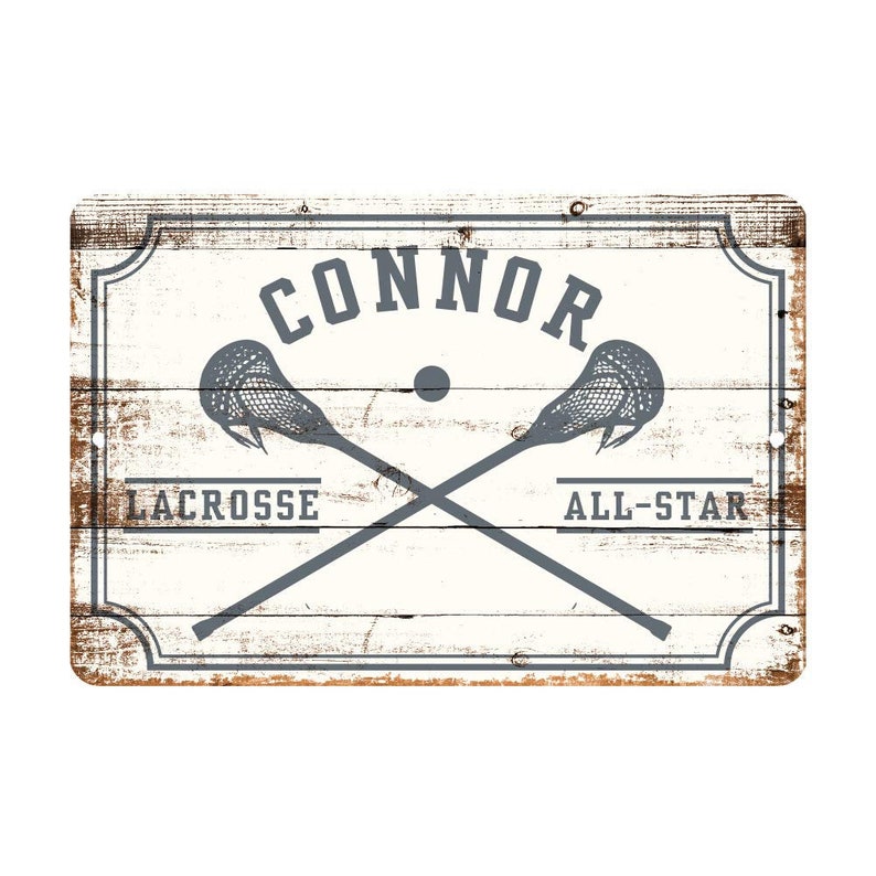 Personalized Boys Lacrosse All Star Metal Wall Decor Aluminum All Star Boys Lacrosse Sign Metal wall art Custom door signs with Name image 1