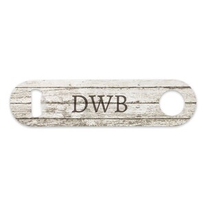 Personalized Whitewash Rustic Wood Block Monogram Bottle Opener - Stainless Steel Metal Bar Style Bottle Opener -Beer Opener - Bottle Opener