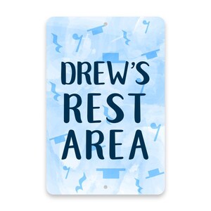 Personalized Music Note Rest Area - Blue Metal Room Sign - Welcome sign - Aluminum Sign - Customized sign - Name sign - Personalized gift