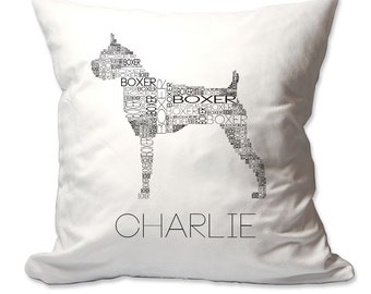 Personalized Boxer Word Silhouette Throw Pillow - 17 x 17 - Cover Only OR Cover with Insert - Decorative throw pillow - Soft polyester