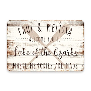 Pattern Pop Personalized Welcome to Lake of The Ozarks Where Memories are Made Sign - 8 X 12 Metal Sign with Wood Look - Custom Sign