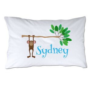 Personalized Toddler Size Monkey Pillowcase with Pillow Included - Personalized Pillow - Toddler Pillowcase - 14x18&quot; - Travel Pillow