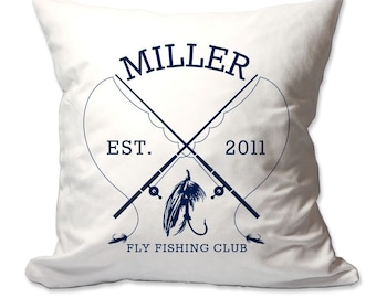 Personalized Fly Fishing Throw Pillow - 17 x 17 - Cover Only OR Cover with Insert - Decorative throw pillow - Soft polyester