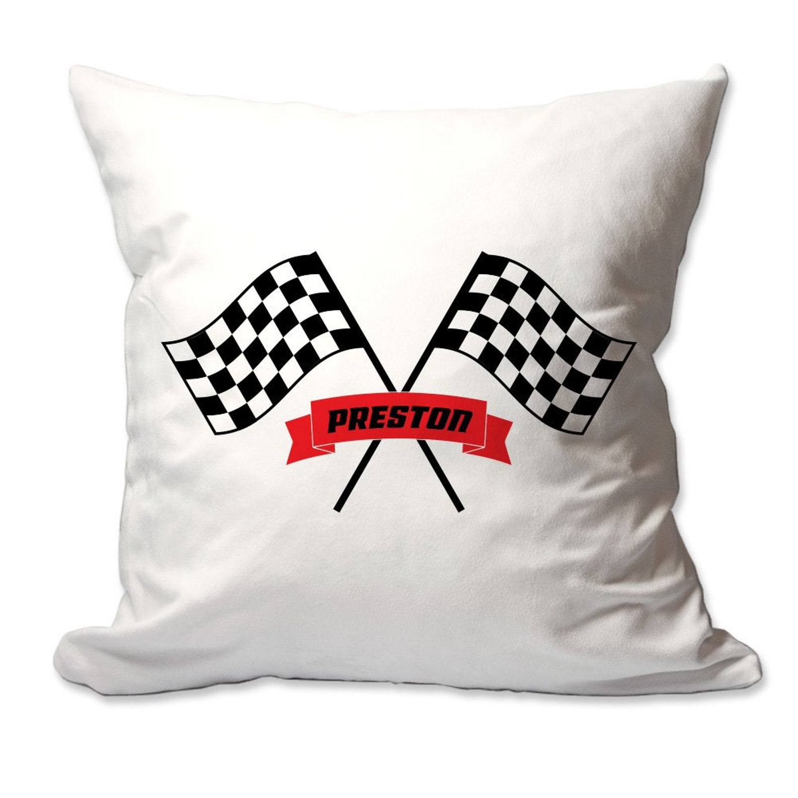 Personalized Racing Flags Throw Pillow 17 X 17 Cover Only Etsy