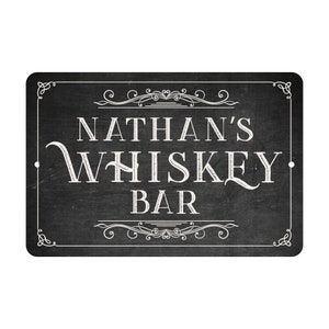 Personalized Chalkboard Look Whiskey Bar Metal Room Sign - Welcome sign - Aluminum Sign - Custom sign - Metal wall art