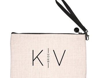 Personalized Bridesmaid Cosmetic Bag - Modern Initial Wedding