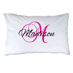 Personalized Name and Initial Pillowcase - Script - Personalized Pillowcase - Standard Size Pillowcase - 20x32&quot; - Soft Polyester Pillowcase