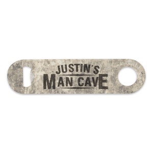 Personalized Concrete Grunge Man Cave Bottle Opener - Stainless Steel Metal Bar Style Bottle Opener -Beer Opener - Bottle Opener - Gift