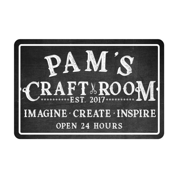 Personalized Craft Room Chalkboard Look Metal Room Sign - Welcome sign - Aluminum Sign - Custom sign - Metal wall art