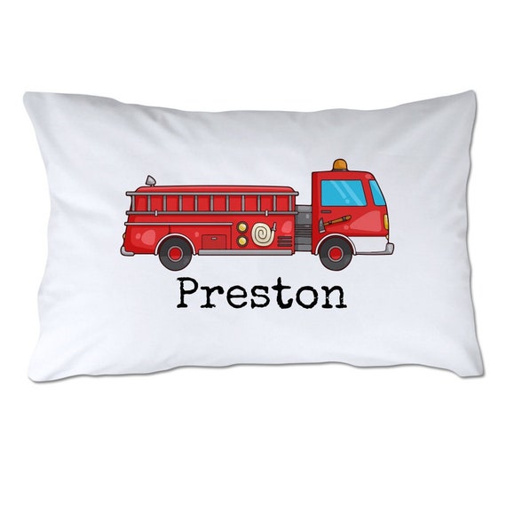 Personalized Toddler Size Fire Truck Personalized Pillowcase Toddler Pillow