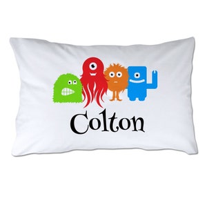 Personalized Little Monsters Pillowcase - Personalized Pillowcase - Standard Size Pillowcase - 20x32&quot; - Soft Polyester Pillowcase
